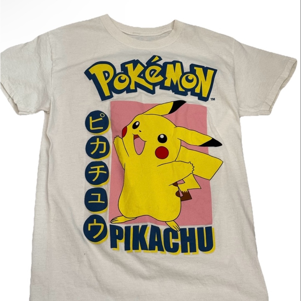 Pokémon Pikachu White T Shirt 100% Cotton Unisex Adults Size Small GUC